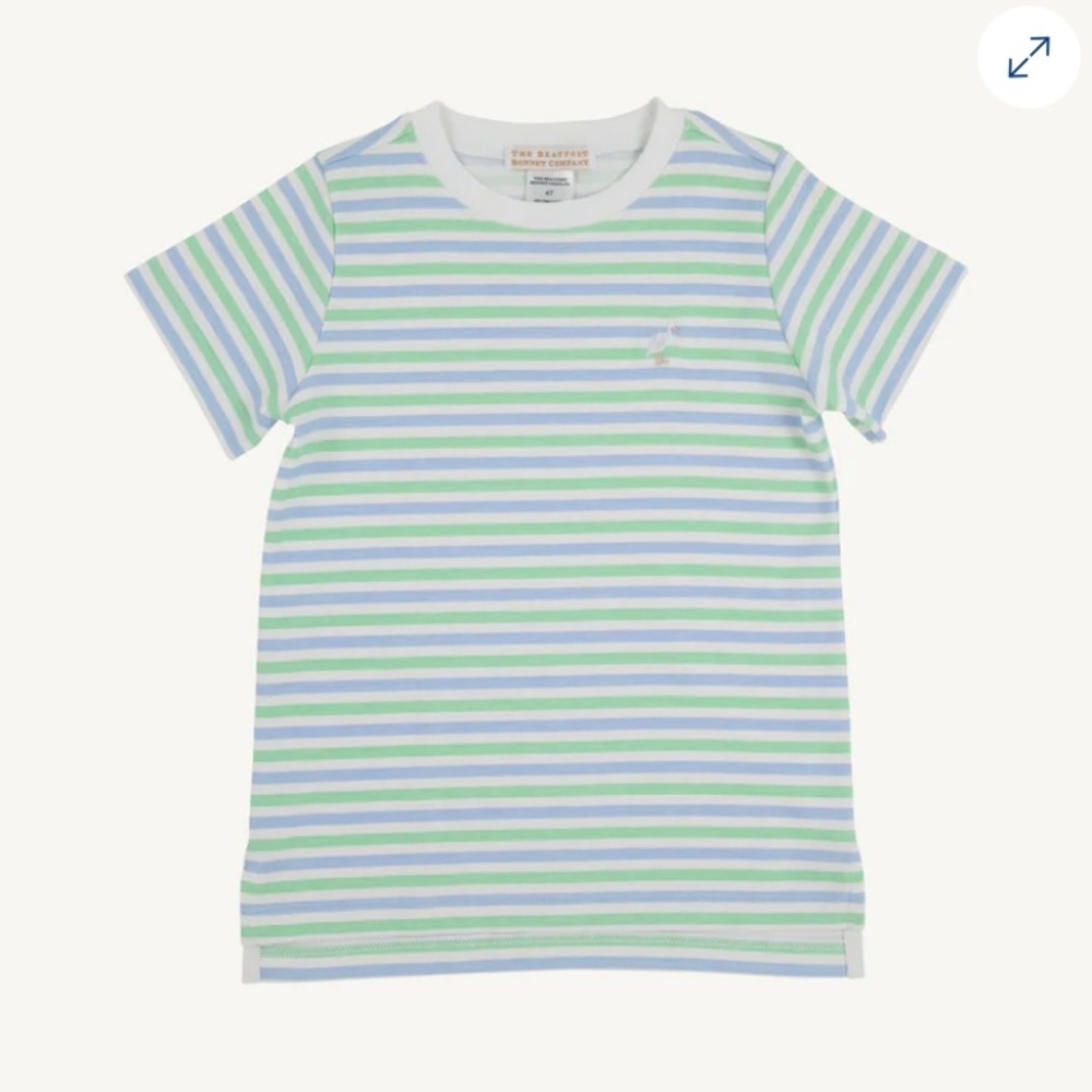NWT TBBC Carter Crewneck Tee - Boys size 5 - Blue & Green Stripes